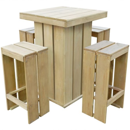 vidaXL Set de comedor de jardín 5 pzas madera de pino impregnada