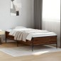 vidaXL Estructura cama madera ingeniería metal roble marrón 90x200 cm