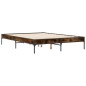 vidaXL Estructura cama madera ingeniería metal roble ahumado 140x190cm vidaXL Estructura cama madera ingeniería metal roble ahumado 140x190cm