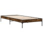 vidaXL Estructura cama madera ingeniería metal roble ahumado 90x200 cm vidaXL Estructura cama madera ingeniería metal roble ahumado 90x200 cm