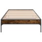 vidaXL Estructura cama madera ingeniería metal roble ahumado 90x200 cm vidaXL Estructura cama madera ingeniería metal roble ahumado 90x200 cm