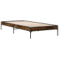 vidaXL Estructura cama madera ingeniería metal roble ahumado 90x200 cm vidaXL Estructura cama madera ingeniería metal roble ahumado 90x200 cm