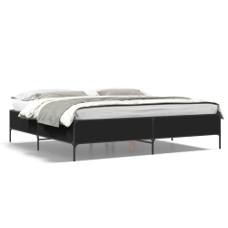 vidaXL Estructura de cama madera de ingeniería y metal negro 200x200cm