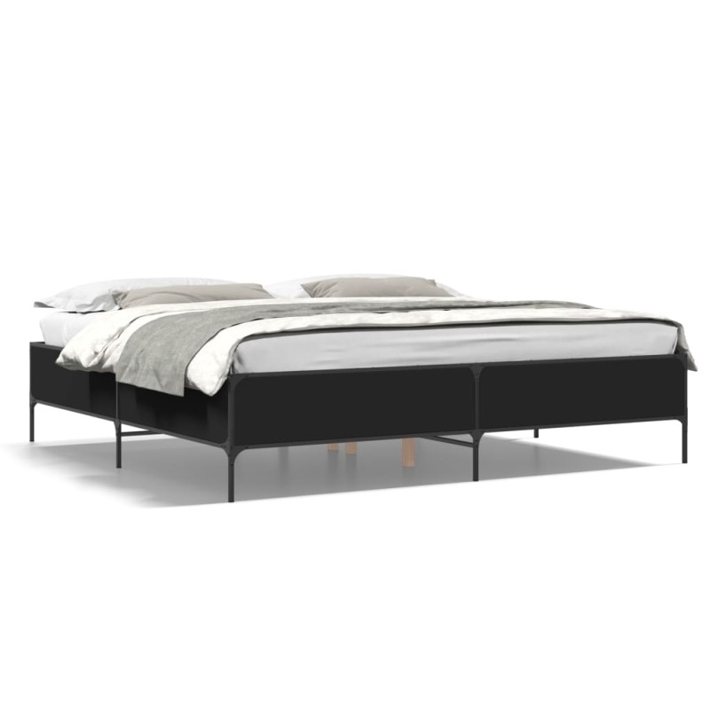 vidaXL Estructura de cama madera de ingeniería y metal negro 200x200cm vidaXL Estructura de cama madera de ingeniería y metal negro 200x200cm