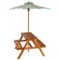 vidaXL Mesa de pícnic infantil y sombrilla acacia maciza 79x90x60 cm 