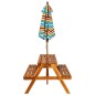 vidaXL Mesa de pícnic infantil y sombrilla acacia maciza 79x90x60 cm 