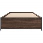 vidaXL Estructura cama madera ingeniería metal marrón roble 90x190 cm vidaXL Estructura cama madera ingeniería metal marrón roble 90x190 cm