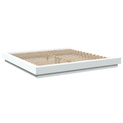vidaXL Estructura cama y luces LED madera ingeniería blanca 200x200 cm