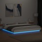 vidaXL Estructura cama y luces LED madera ingeniería blanca 200x200 cm