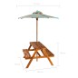 vidaXL Mesa de pícnic infantil y sombrilla acacia maciza 79x90x60 cm 