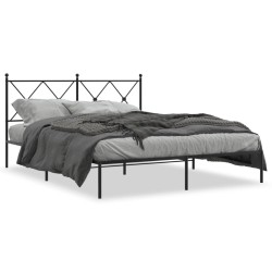 vidaXL Estructura de cama con cabecero metal negro 160x200 cm