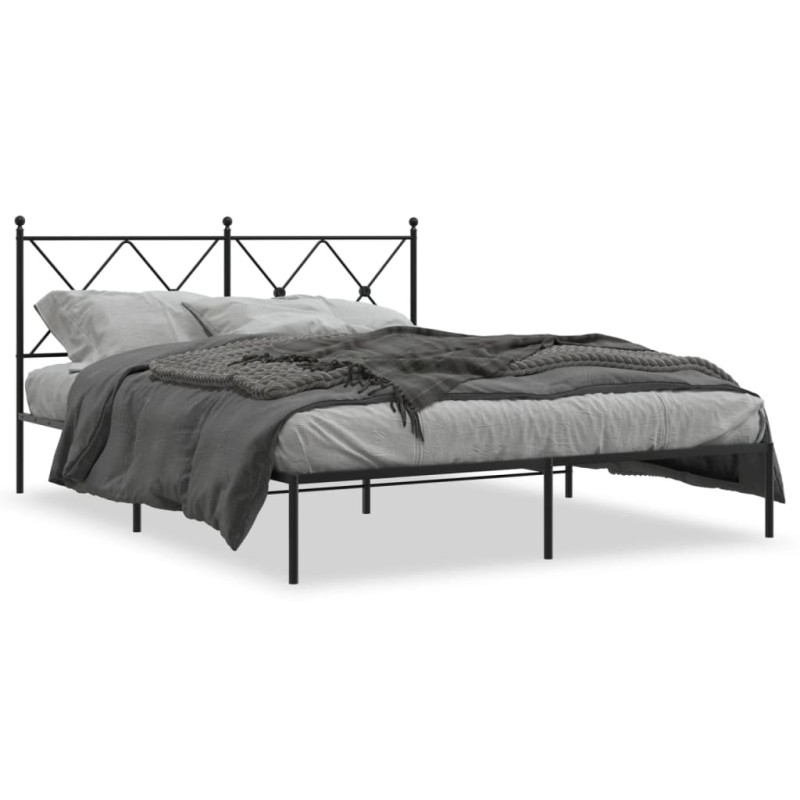 vidaXL Estructura de cama con cabecero metal negro 160x200 cm vidaXL Estructura de cama con cabecero metal negro 160x200 cm