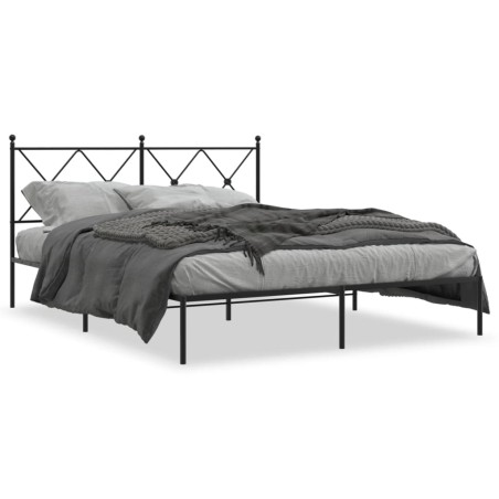 vidaXL Estructura de cama con cabecero metal negro 160x200 cm