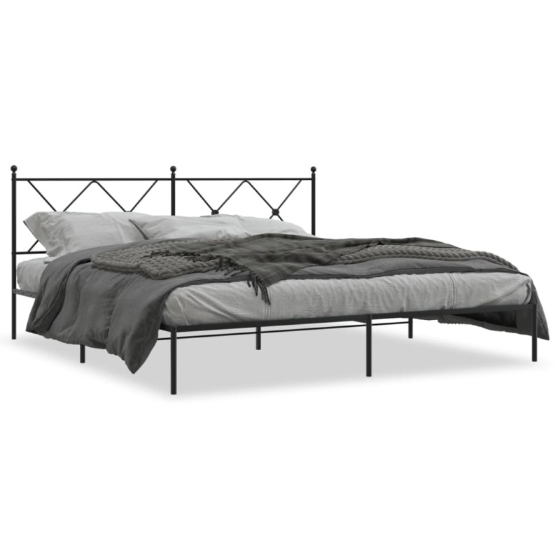 vidaXL Estructura de cama con cabecero metal negro 183x213 cm vidaXL Estructura de cama con cabecero metal negro 183x213 cm