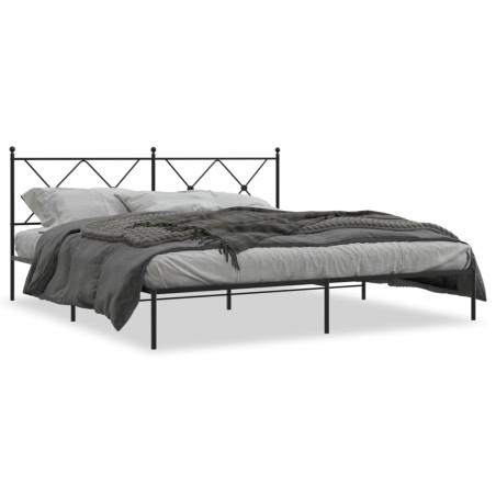 vidaXL Estructura de cama con cabecero metal negro 183x213 cm