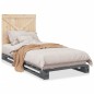 vidaXL Estructura de cama con cabecero madera de pino gris 90x200 cm vidaXL Estructura de cama con cabecero madera de pino gris 90x200 cm