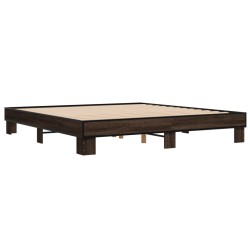 vidaXL Estructura cama madera ingeniería metal marrón roble 200x200 cm