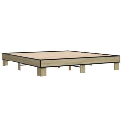 vidaXL Estructura cama madera ingeniería metal roble Sonoma 180x200 cm