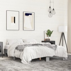 vidaXL Estructura cama madera ingeniería metal gris Sonoma 150x200 cm