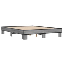 vidaXL Estructura cama madera ingeniería metal gris Sonoma 150x200 cm