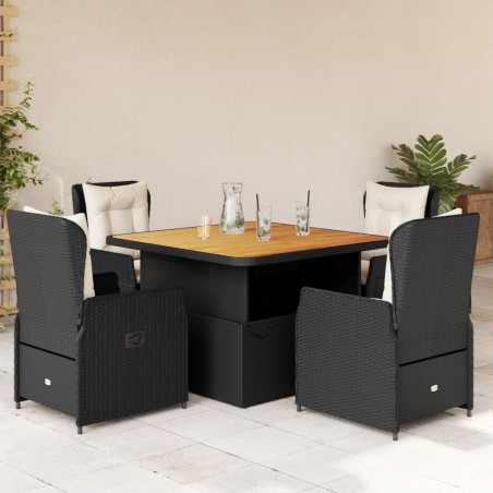 vidaXL Set de muebles jardín 5 pzas con cojines ratán sintético negro