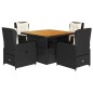 vidaXL Set de muebles jardín 5 pzas con cojines ratán sintético negro vidaXL Set de muebles jardín 5 pzas con cojines ratán sintético negro