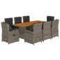 vidaXL Set comedor jardín 9 pzas y cojines ratán sintético gris vidaXL Set comedor jardín 9 pzas y cojines ratán sintético gris