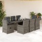 vidaXL Set comedor jardín 9 pzas y cojines ratán sintético gris vidaXL Set comedor jardín 9 pzas y cojines ratán sintético gris