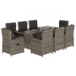 vidaXL Set comedor jardín 9 pzas y cojines ratán sintético gris vidaXL Set comedor jardín 9 pzas y cojines ratán sintético gris