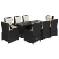 vidaXL Set de comedor de jardín 9 pzas y cojines ratán sintético negro vidaXL Set de comedor de jardín 9 pzas y cojines ratán sintético negro