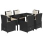 vidaXL Set de comedor de jardín 7 pzas y cojines ratán sintético negro vidaXL Set de comedor de jardín 7 pzas y cojines ratán sintético negro
