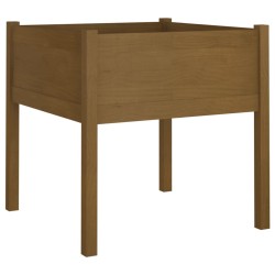 vidaXL Jardinera de madera maciza de pino marrón miel 70x70x70 cm