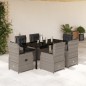 vidaXL Set comedor jardín 7 pzas y cojines ratán sintético gris claro vidaXL Set comedor jardín 7 pzas y cojines ratán sintético gris claro