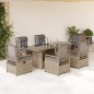 vidaXL Set comedor de jardín 7 pzas con cojines ratán sintético beige