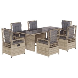 vidaXL Set comedor de jardín 7 pzas con cojines ratán sintético beige