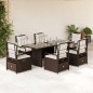 vidaXL Set comedor de jardín 7 pzas con cojines ratán sintético marrón vidaXL Set comedor de jardín 7 pzas con cojines ratán sintético marrón