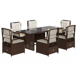 vidaXL Set comedor de jardín 7 pzas con cojines ratán sintético marrón
