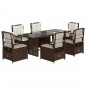 vidaXL Set comedor de jardín 7 pzas con cojines ratán sintético marrón vidaXL Set comedor de jardín 7 pzas con cojines ratán sintético marrón