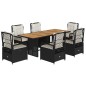 vidaXL Set de comedor de jardín 7 pzas y cojines ratán sintético negro vidaXL Set de comedor de jardín 7 pzas y cojines ratán sintético negro