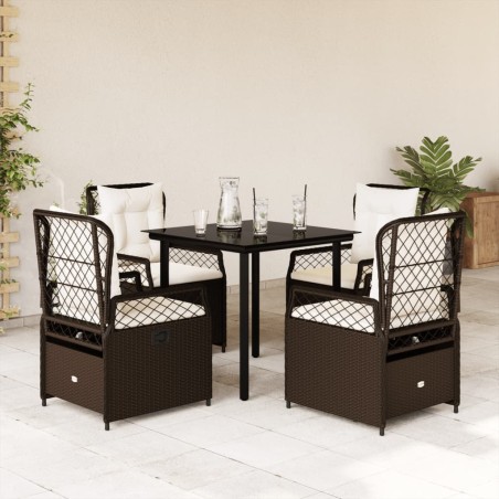 vidaXL Set comedor de jardín 5 piezas y cojines ratán sintético marrón