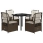 vidaXL Set comedor de jardín 5 piezas y cojines ratán sintético marrón vidaXL Set comedor de jardín 5 piezas y cojines ratán sintético marrón