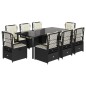 vidaXL Set de comedor de jardín 9 pzas y cojines ratán sintético negro vidaXL Set de comedor de jardín 9 pzas y cojines ratán sintético negro