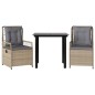 vidaXL Set comedor de jardín 3 pzas con cojines ratán sintético beige vidaXL Set comedor de jardín 3 pzas con cojines ratán sintético beige