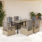 vidaXL Set comedor de jardín 7 pzas con cojines ratán sintético beige vidaXL Set comedor de jardín 7 pzas con cojines ratán sintético beige