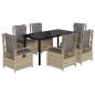 vidaXL Set comedor de jardín 7 pzas con cojines ratán sintético beige vidaXL Set comedor de jardín 7 pzas con cojines ratán sintético beige