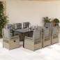 vidaXL Set comedor de jardín 9 pzas con cojines ratán sintético beige vidaXL Set comedor de jardín 9 pzas con cojines ratán sintético beige