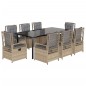 vidaXL Set comedor de jardín 9 pzas con cojines ratán sintético beige vidaXL Set comedor de jardín 9 pzas con cojines ratán sintético beige