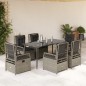 vidaXL Set comedor jardín 7 pzas y cojines ratán sintético gris claro vidaXL Set comedor jardín 7 pzas y cojines ratán sintético gris claro