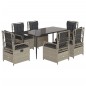 vidaXL Set comedor jardín 7 pzas y cojines ratán sintético gris claro vidaXL Set comedor jardín 7 pzas y cojines ratán sintético gris claro