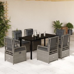vidaXL Set comedor jardín 7 pzas y cojines ratán sintético gris claro